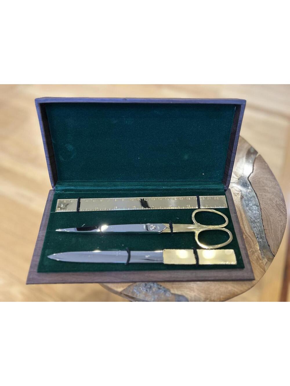 Vintage Mid Century  Gibson USA 4 Piece Desk Set Gold Plated
